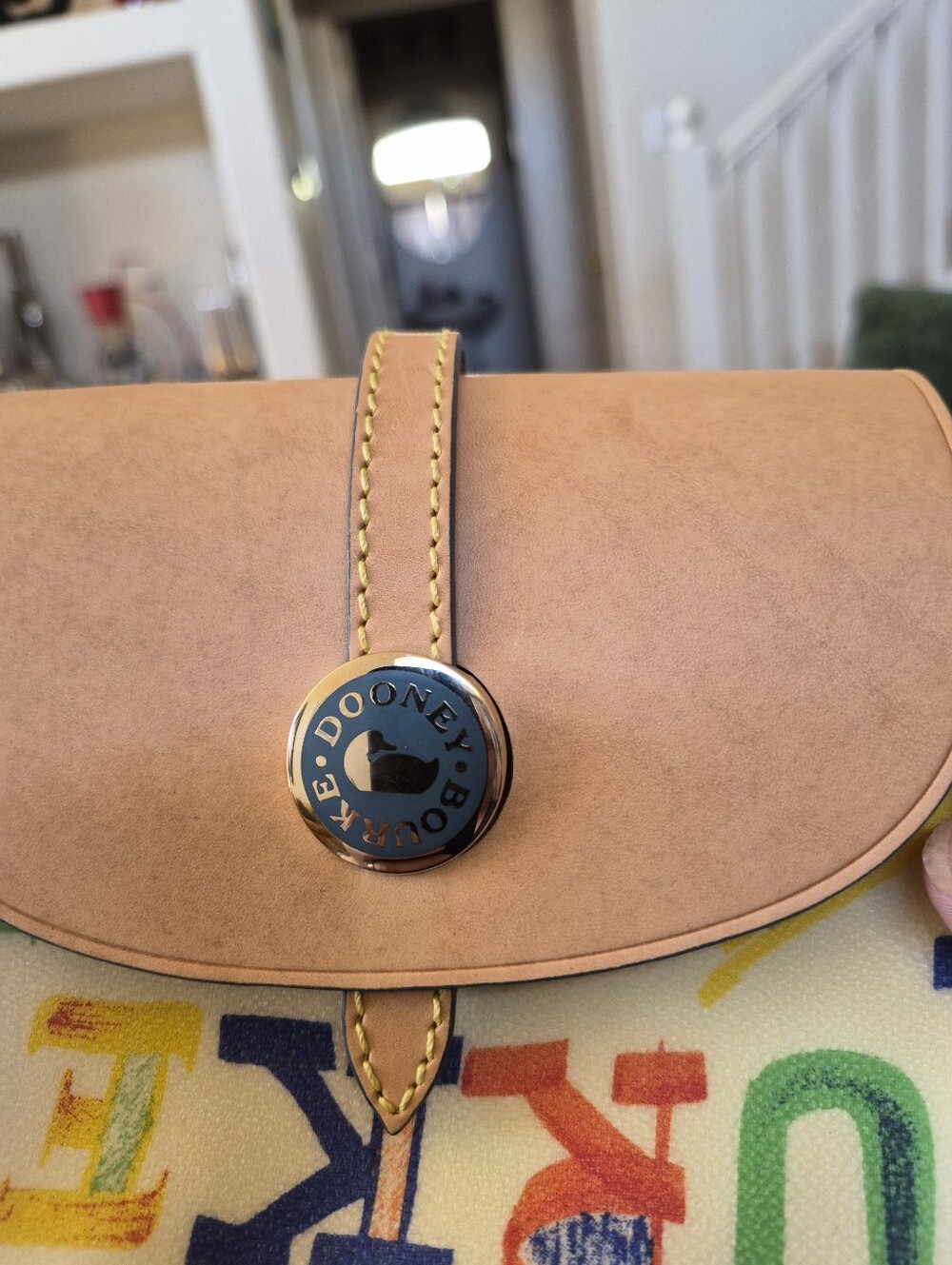 Dooney & Bourke Multicolor Letter-Print Crossbody with Tan Trim And Rainbow Zip - Picture 4 of 16